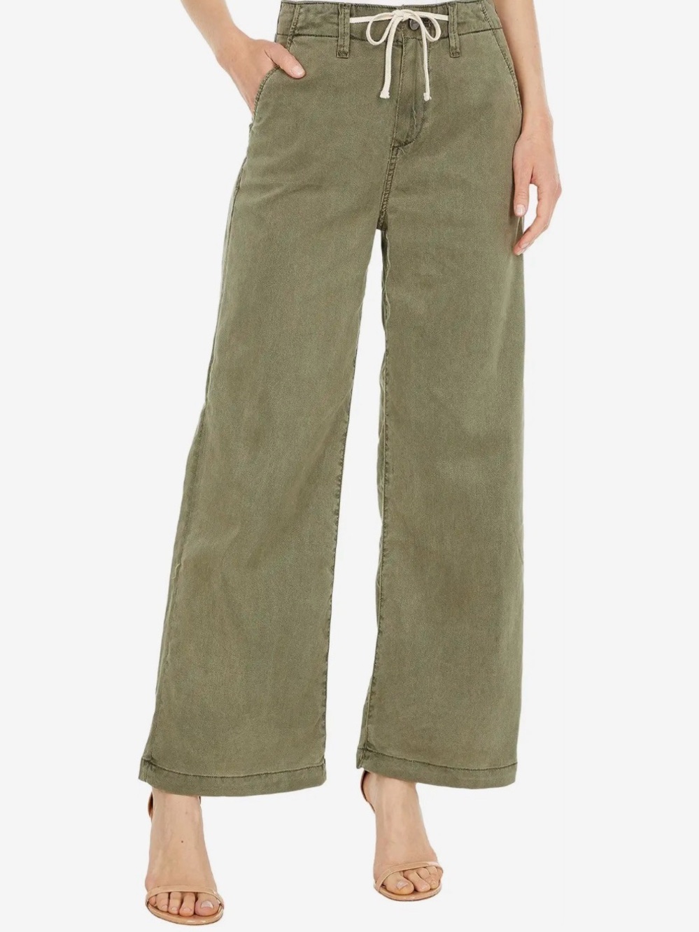 PAIGE High-Rise Wide-Leg Green Pant - Picture 1 of 5